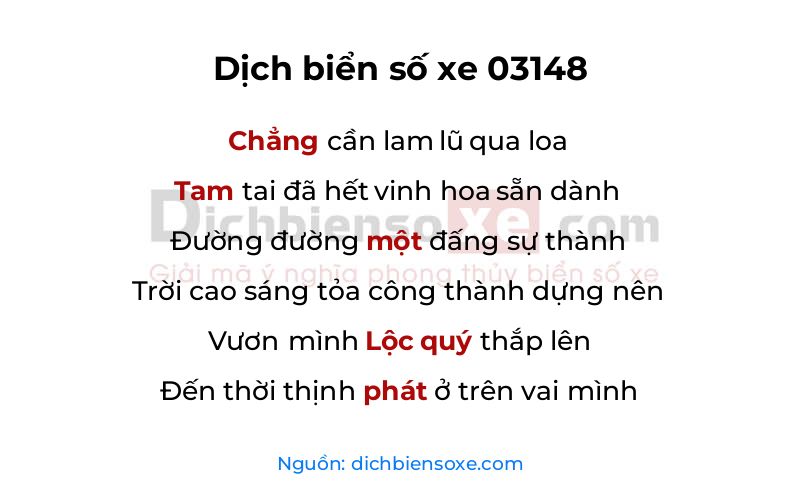 Dịch thơ biển số 03148