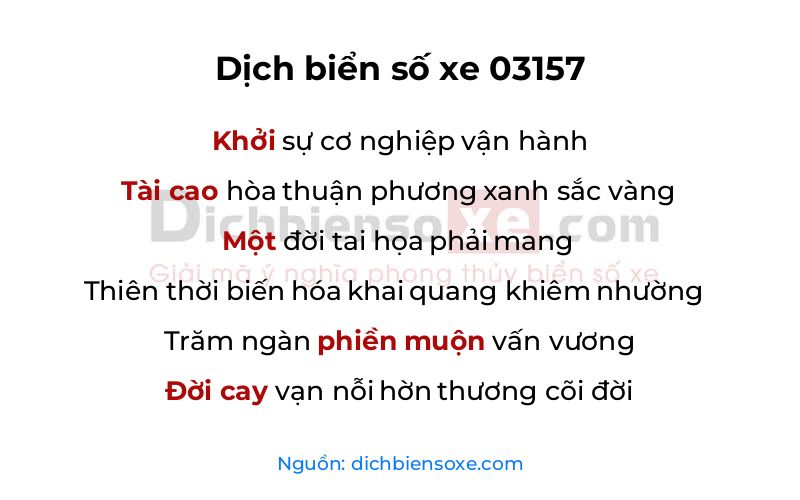 Dịch thơ biển số 03157