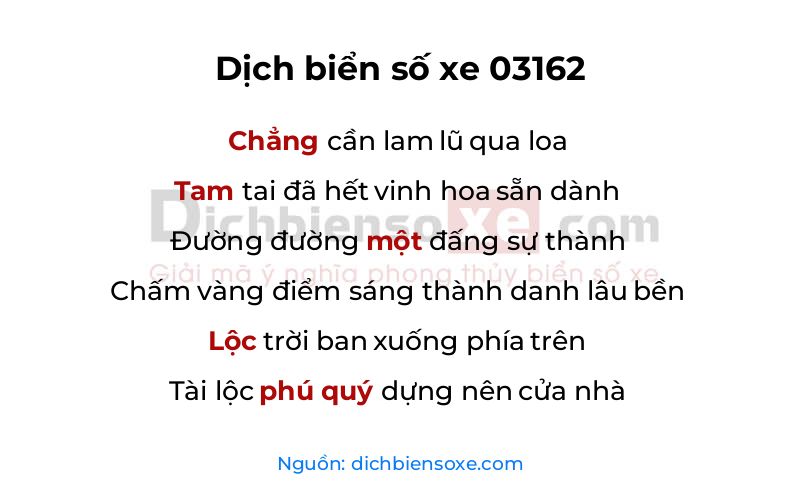 Dịch thơ biển số 03162