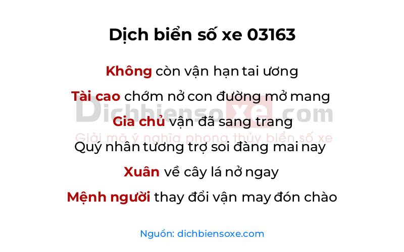 Dịch thơ biển số 03163