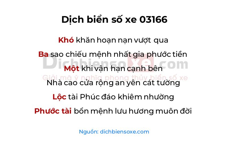 Dịch thơ biển số 03166