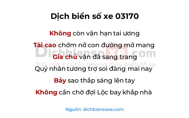 Dịch thơ biển số 03170