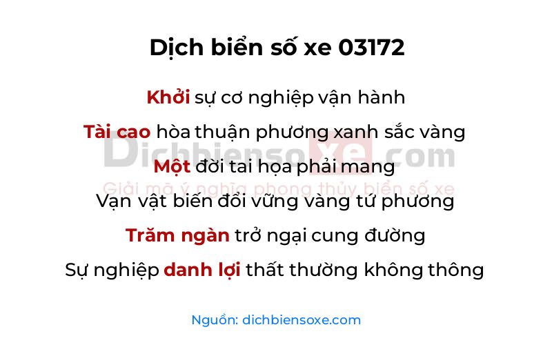 Dịch thơ biển số 03172