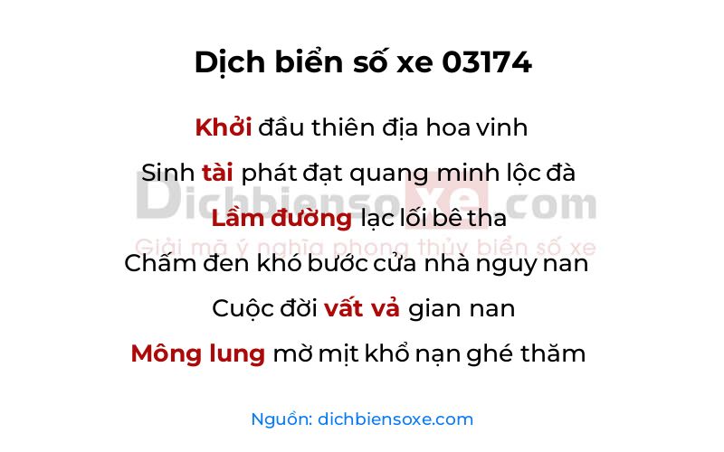 Dịch thơ biển số 03174