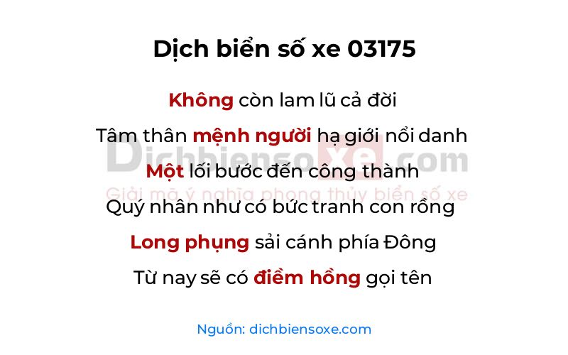 Dịch thơ biển số 03175