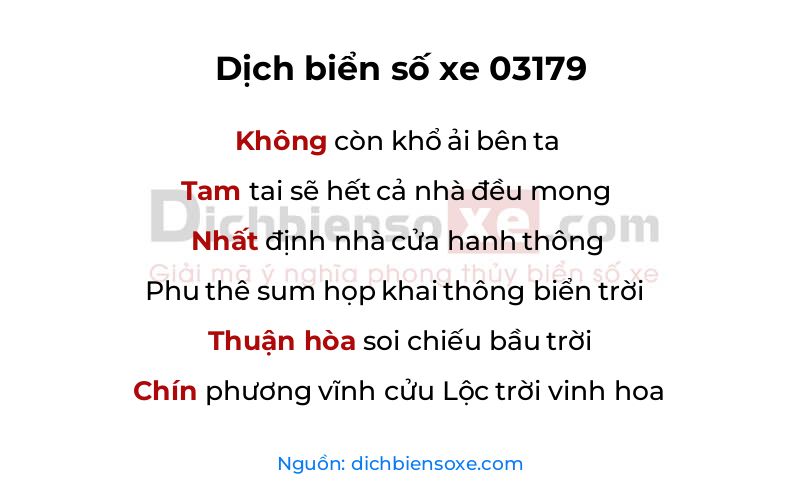 Dịch thơ biển số 03179