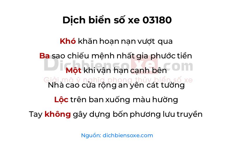 Dịch thơ biển số 03180