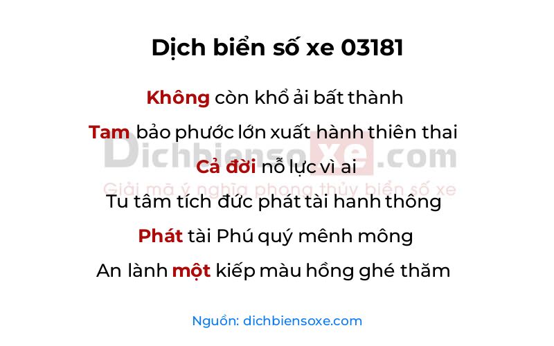 Dịch thơ biển số 03181