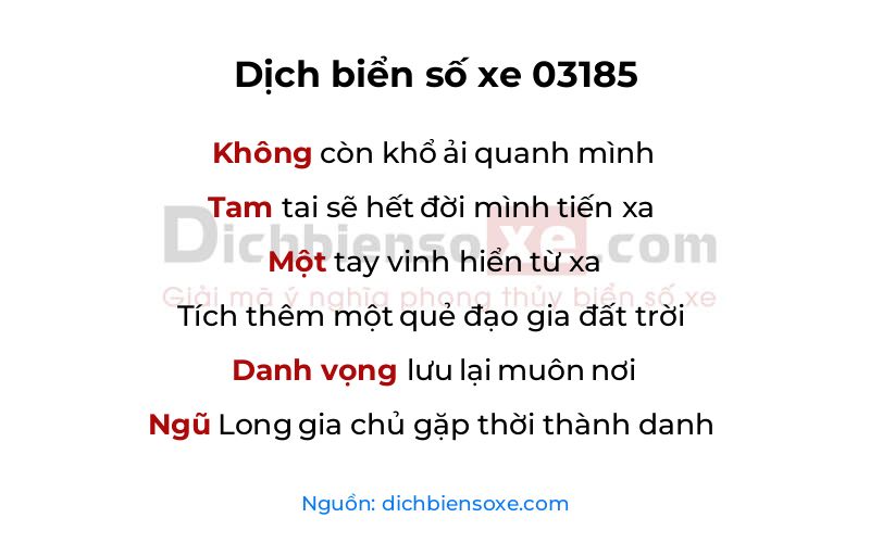 Dịch thơ biển số 03185