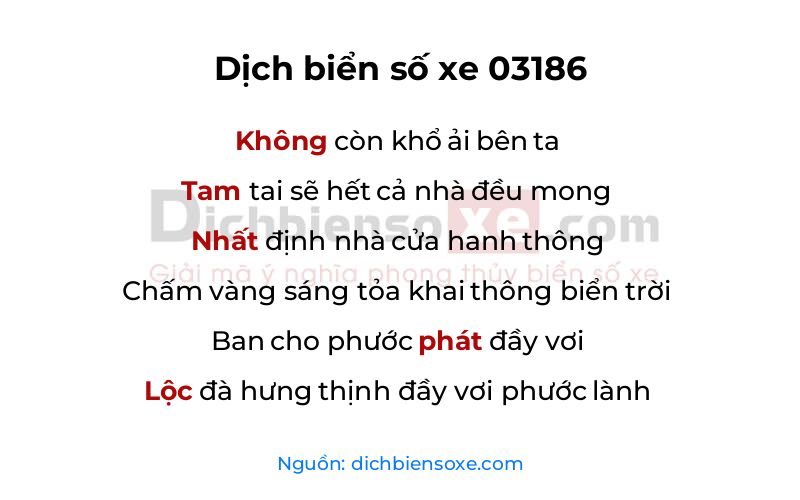 Dịch thơ biển số 03186