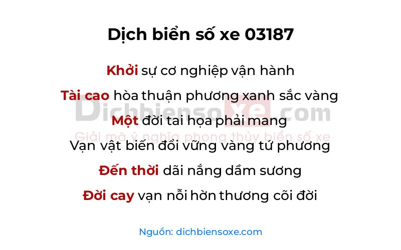 Dịch thơ biển số 03187