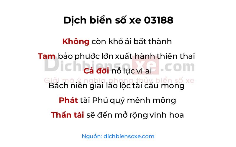 Dịch thơ biển số 03188