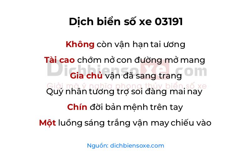 Dịch thơ biển số 03191
