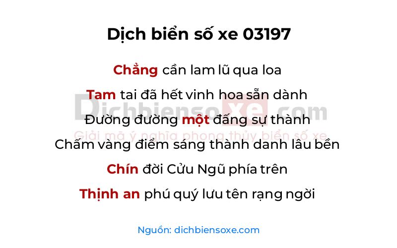 Dịch thơ biển số 03197