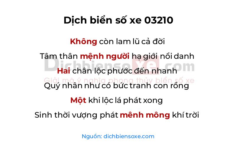 Dịch thơ biển số 03210