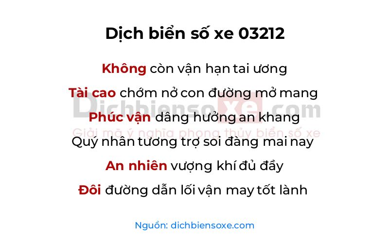 Dịch thơ biển số 03212