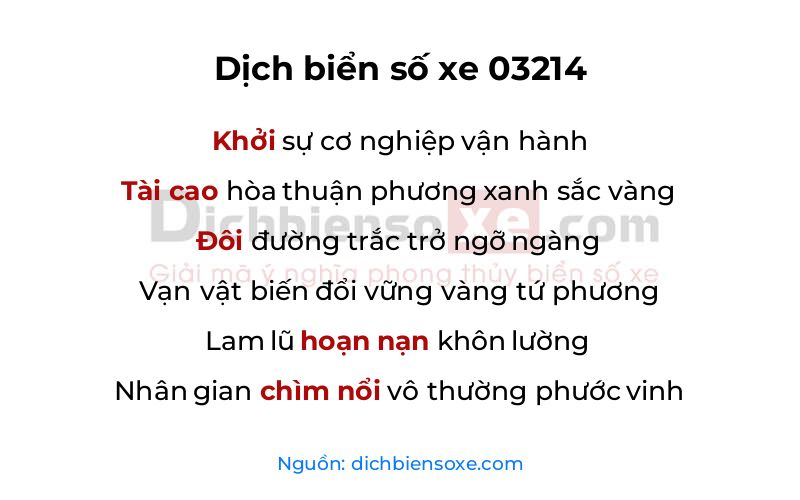 Dịch thơ biển số 03214