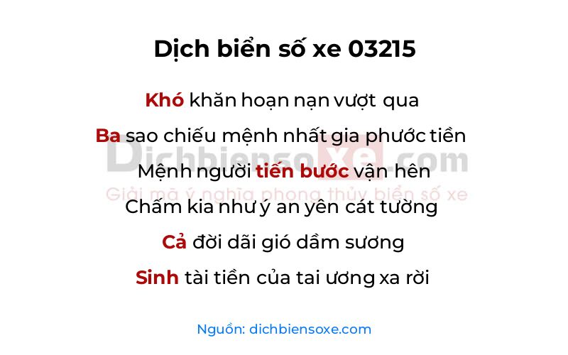 Dịch thơ biển số 03215