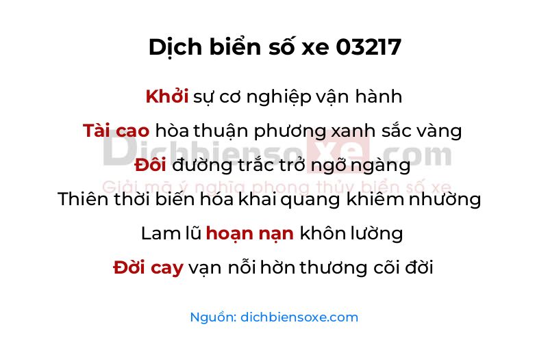 Dịch thơ biển số 03217