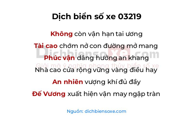 Dịch thơ biển số 03219