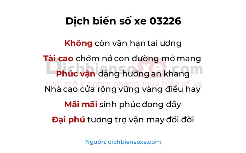 Dịch thơ biển số 03226