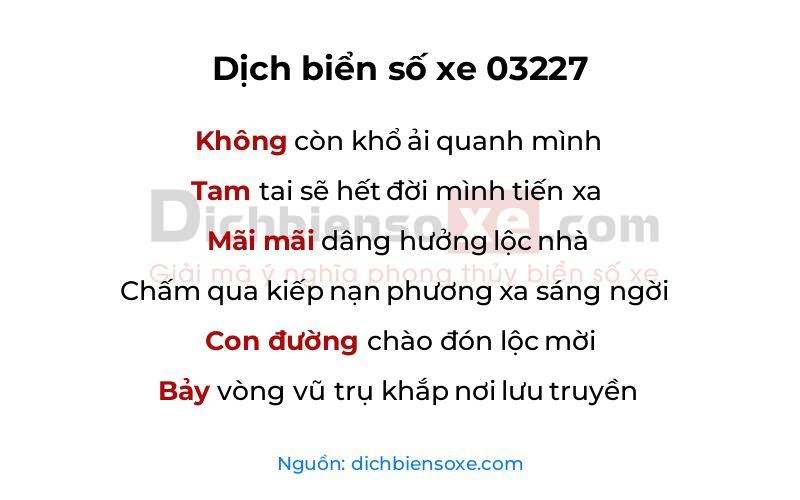 Dịch thơ biển số 03227