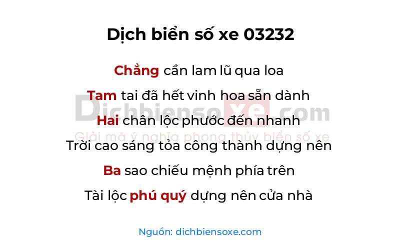 Dịch thơ biển số 03232