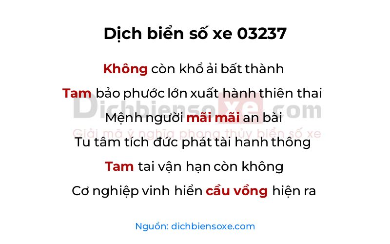 Dịch thơ biển số 03237