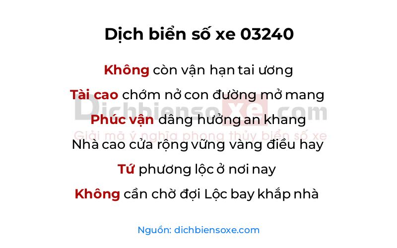 Dịch thơ biển số 03240