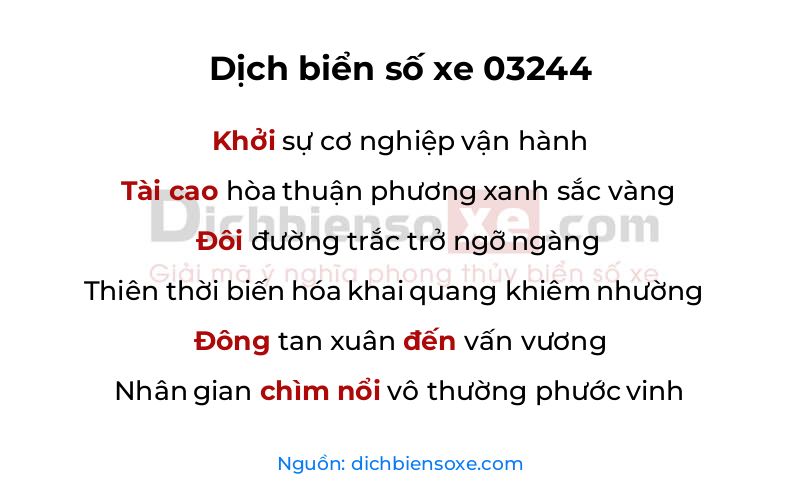 Dịch thơ biển số 03244