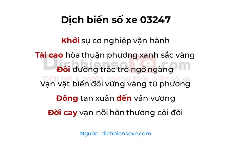 Dịch thơ biển số 03247