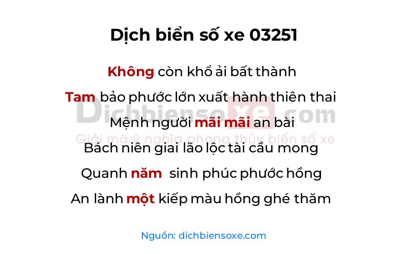 Dịch thơ biển số 03251