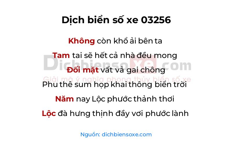 Dịch thơ biển số 03256