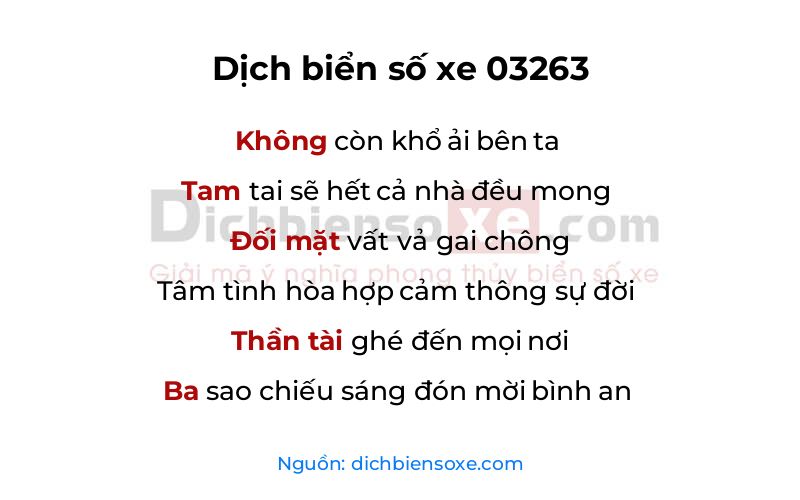 Dịch thơ biển số 03263