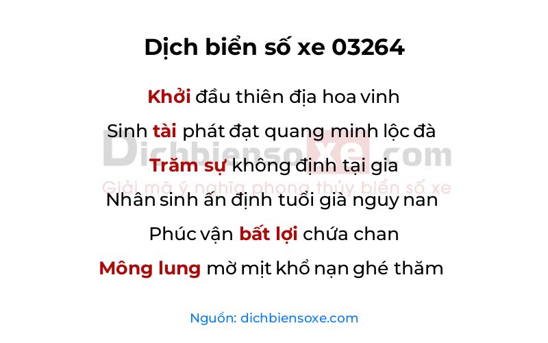 Dịch thơ biển số 03264