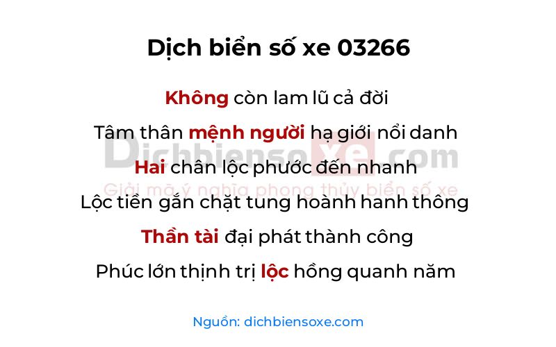 Dịch thơ biển số 03266