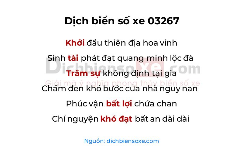 Dịch thơ biển số 03267