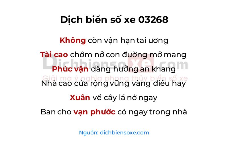 Dịch thơ biển số 03268