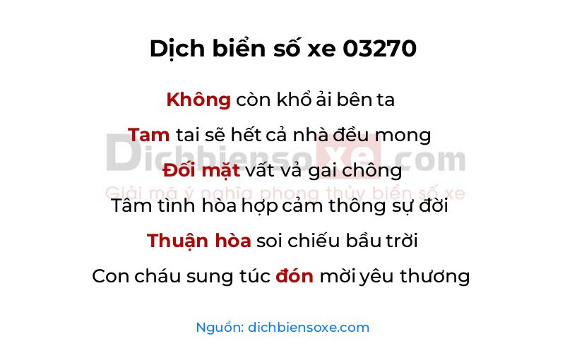 Dịch thơ biển số 03270