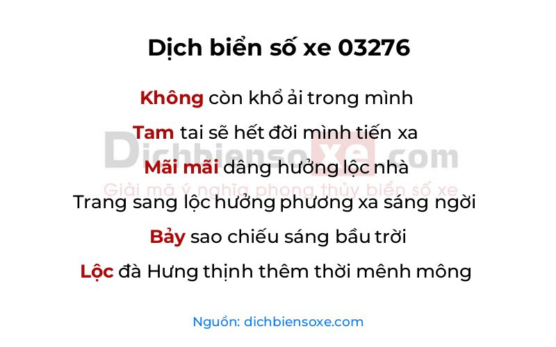 Dịch thơ biển số 03276