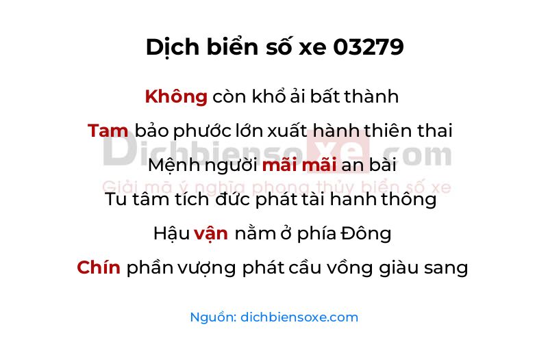 Dịch thơ biển số 03279