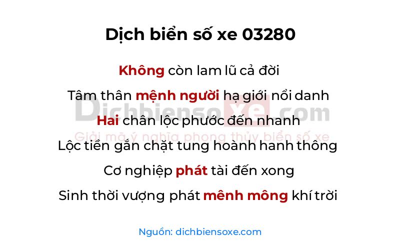 Dịch thơ biển số 03280