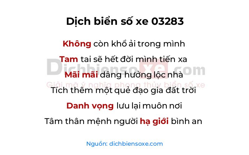 Dịch thơ biển số 03283