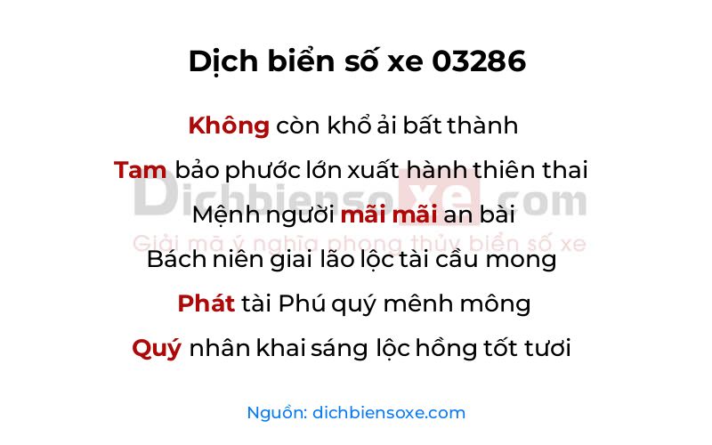 Dịch thơ biển số 03286