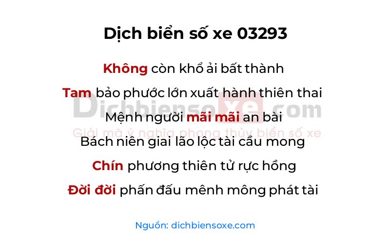Dịch thơ biển số 03293