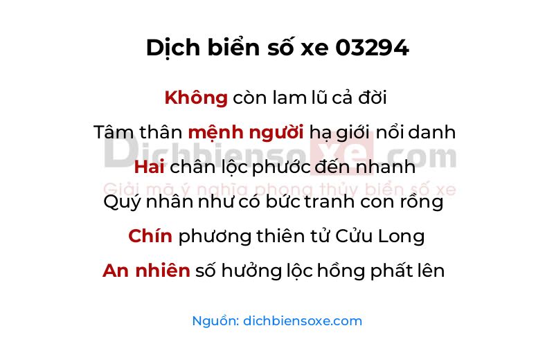 Dịch thơ biển số 03294