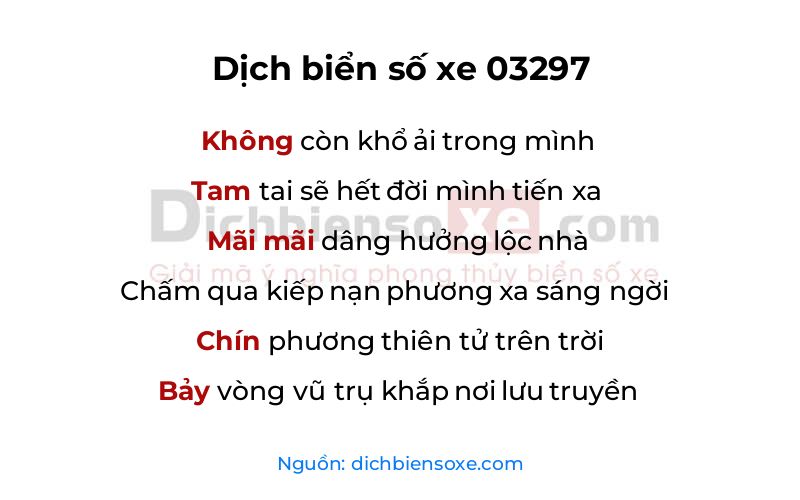 Dịch thơ biển số 03297