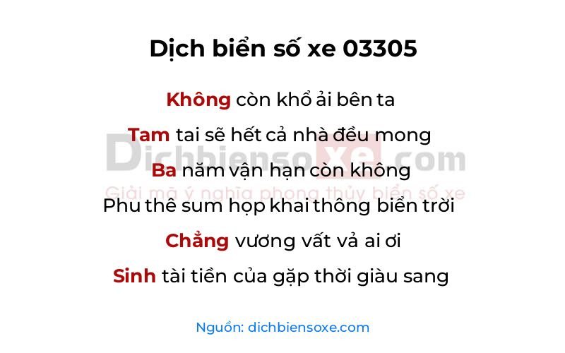 Dịch thơ biển số 03305