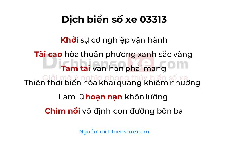Dịch thơ biển số 03313