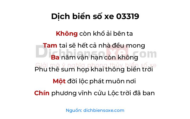 Dịch thơ biển số 03319